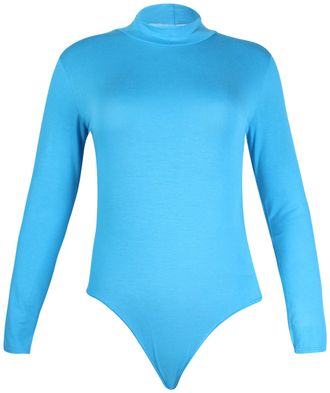 Purple Hanger Womens Polo High Turtle Neck Ladies Long Sleeve Stretch Popper Stud Fastening Leotard Bodysuit T-Shirt Top Turquoise Size 8-10