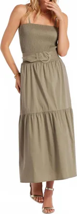 Bishop + Young Stella Smock Tiered Midi Dress In Olive