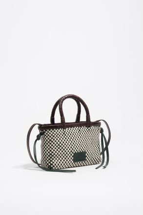 Bimba & Lola Plaited Leather XS Bag in Dark Green at Nordstrom