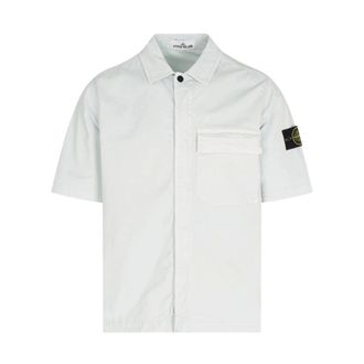 Stone Island Short Sleeve Shirt - male - Stone Island - Short Sleeve Shirts - Blue - L - Shirts