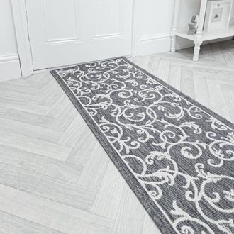 Runrug Carpet Runner Rug - Indoor/Outdoor, Reversible, 2mm - Ivy in Grey | Size: 60 cm x 360 cm