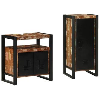 vidaXL Juego De Muebles De Ba&ntilde;o 2 Pcs Madera S&oacute;lida Recuperada Vidaxl