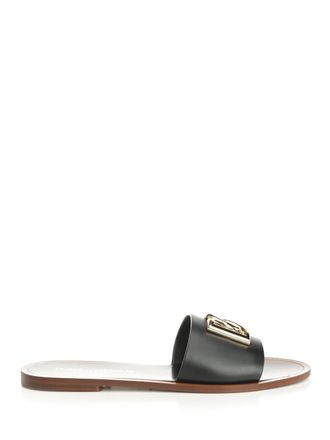 Dolce & Gabbana Calfskin Slides Scarpe Basse Nero-Donna