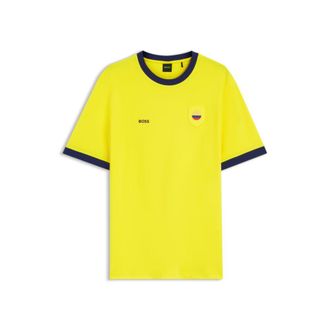 BOSS Stretch-cotton T-shirt with country flag and logo