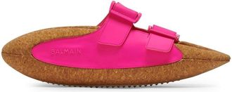 Balmain chunky-sole buckled slides - women - Bos Taurus/Cork/Cork - 35 - Pink