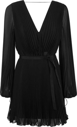 Max Mara Geplooide Chiffon Minijurk - Dames - Korte kleedjes - Zwart - S - Chiffon - Kleedjes