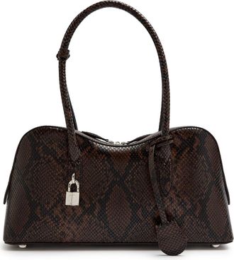 Stella McCartney Stella Mccartney Stella Ryder Medium Snake-effect Faux Leather Shoulder bag - Dark Brown - One Size