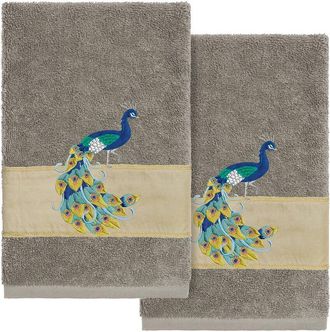 Linum Home Textiles 100% Turkish Cotton Penelope 2Pc Embellished Hand Towel Set