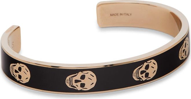 Thin Skull Enamel Cuff Bracelet in Black/Gold at Nordstrom, Size Medium