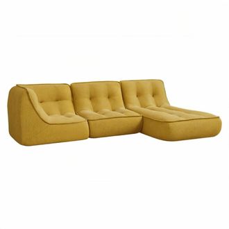 Oviala Sof&aacute; modular de tela, 250 x 165 x 70 cm, 3 plazas, amarillo
