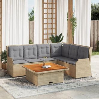 vidaXL Set Muebles De Jard&iacute;n 5 Pzas Con Cojines Rat&aacute;n Sint&eacute;tico Beige
