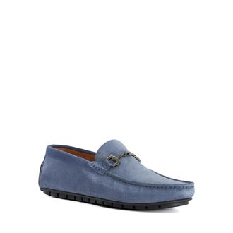 Dune London Mens Brackon - Snaffle Trim Suede Loafers - Blue Leather - Size UK 12