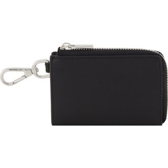Vince Zip Top Leather Card Case in Black at Nordstrom