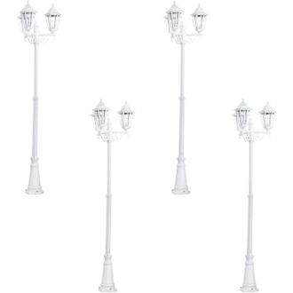Loops 4 PACK IP44 Outdoor Bollard Light White Aluminium Lantern 3 Arm 60W E27 Post