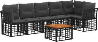 vidaXL Conjunto De Sof&aacute;s De Jard&iacute;n 7 Uds. Negro Y Gris Oscuro Vidaxl