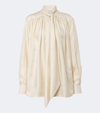 Bottega Veneta Tie-neck silk twill blouse