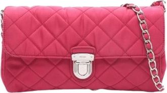 Prada Pre-owned Cross Body Bags, female, Pink, Size: ONE SIZE Pre-owned Tessuto Impuntu nylon leather shoulder bag