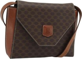 Celine Pre-owned Vintage Macadam Canvas Schoudertas - unisex - Vintage Schoudertas - Bruin - ONE Size - Leer - Vintage