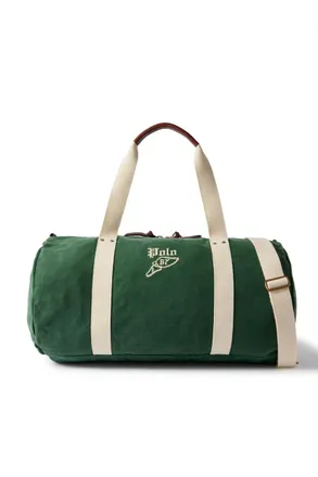 Polo Ralph Lauren Logo-Embroidered Leather-Trimmed Canvas Duffel Bag