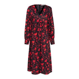 Gestuz Rode Schaduw Bloem Jurk - Dames - Casual kleedjes - Rood - XS - Kleedjes