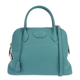 Herm&egrave;s Bolide Clemence Blue Leather Handbag (Pre-Owned)