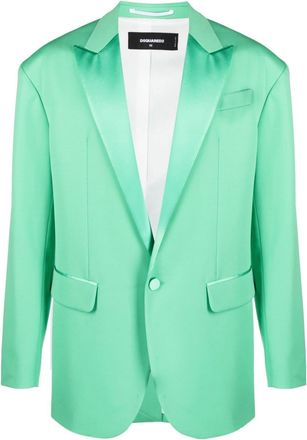 Dsquared2 single-breasted silk blazer - men - Silk/Virgin Wool/Polyester/Cotton - 44 - Green