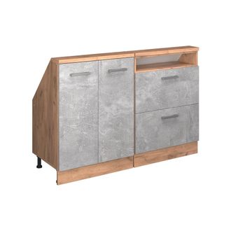 Vicco Armario De Cocina Para Techo Inclinado R-line, Hormig&oacute;n/roble Dorado, 120 Cm Lote De 2, Vicco