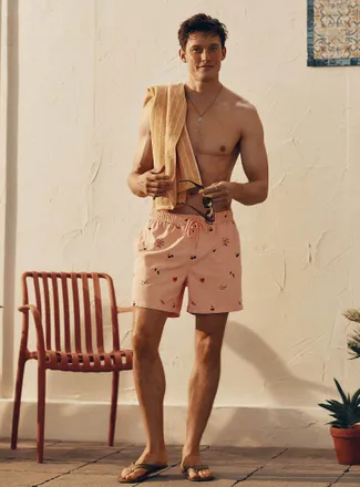 Simons Mens Vacation embroidery swim short