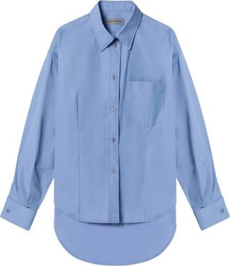 Balenciaga Classic Shirt - Dames - Overhemden - Blauw - S - Katoen - Overhemden