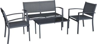 Habitat et Jardin Conjunto De Muebles De Jard&iacute;n De Metal lino Ii - 4 Plazas - Negro