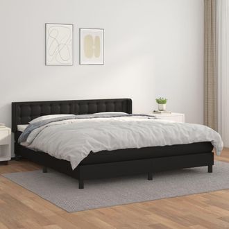 vidaXL Vidaxl - Cama Box Spring Con Colch&oacute;n Cuero Sint&eacute;tico Negro 160x200 Cm