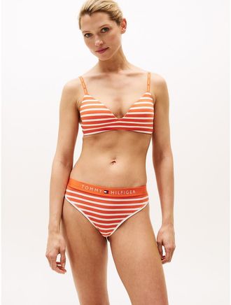 Tommy Hilfiger Womens Tommy Logo Stretch Cotton Thong - Orange - L