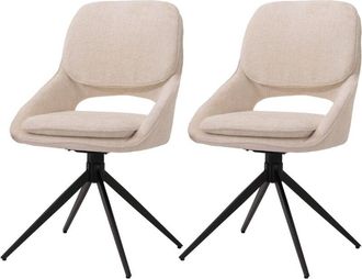 Hhg Hhg - Juego De 2 Sillas De Comedor 617, Silla De Cocina, Giratoria Con Retorno Autom&aacute;tico, Tela/textil Chenilla (490 G/m&sup2;) Oeko-tex, Amarillo-ocre