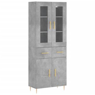 vidaXL Vidaxl - Aparador alto madera contrachapada gris hormigón 69,5x34x180 cm