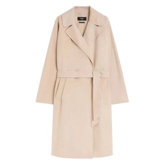 Weekend Jassen, Dames, Beige, XS, Wol, Double-faced Wollen Robe Jas