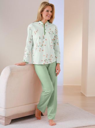 Arabella Schlafanzug ARABELLA, Damen, Gr. 36/38, gr&uuml;n (lindgr&uuml;n), 100% Baumwolle, Homewear-Sets Schlafanzug
