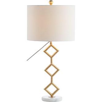 Jonathan Y Designs Diamante 29.5 Modern Gilt Metal with Marble Base LED Table Lamp, Gold/White in Gold Leaf/white at Nordstrom