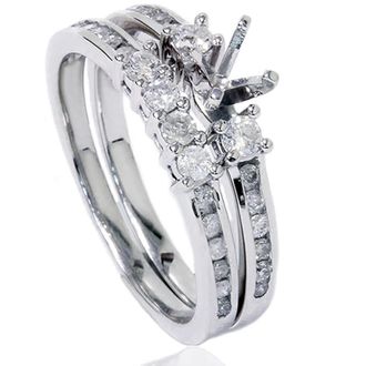 Pompeii3 1/2ct Diamond Engagement Wedding Ring Semi Mount 14K White Gold Size Selectable