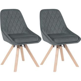 Woltu Sedia per Sala da Pranzo Girevole. Sedia da Cucina con Gambe in Faggio. Sedia in Velluto. Seduta Imbottita. per Camera da Letto. Soggiorno. Grigio