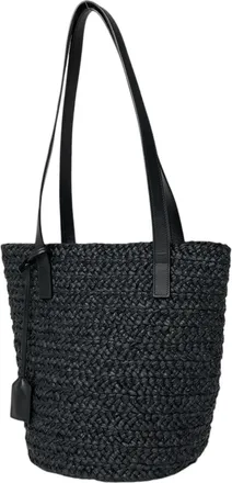 Saint Laurent Black Raffia Leather Tote Bag (Pre-Owned)