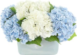 Creative Displays Inc. Handmade Faux Floral Centerpiece With Real Touch Hydrangeas