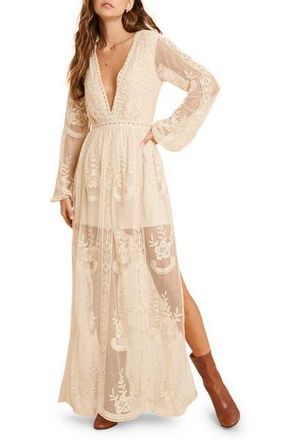 Wishlist Floral Embroidered Long Sleeve Maxi Dress in Cream at Nordstrom Rack, Size Medium
