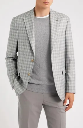 Jack Victor Midland Windowpane Sport Coat in Light Grey at Nordstrom, Size 46