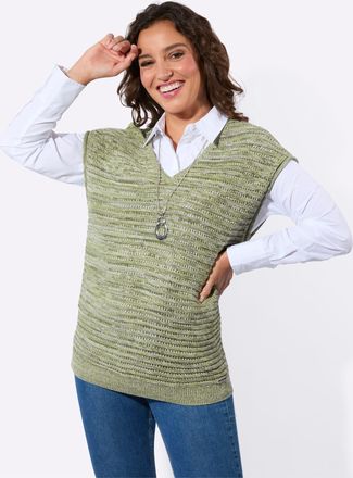 Casual Looks Pullunder CASUAL LOOKS Pullunder, Damen, Gr. 36, lindgr&uuml;n, meliert, 100% Baumwolle, meliert, Pullover Pullunder
