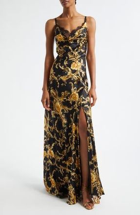 L'agence Venice Cowl Neck Silk Gown in Blackgold at Nordstrom Rack, Size 0