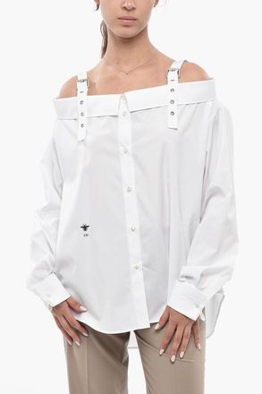 Dior Camicia Off-Shoulder in Popeline di Cotone Dior