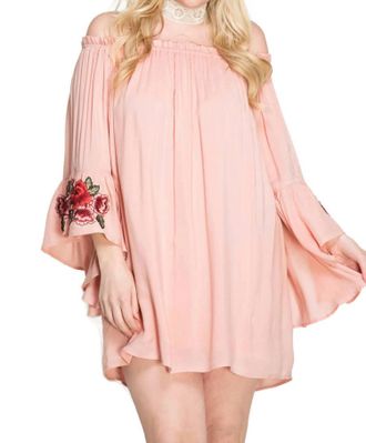She + Sky Floral Off The Shoulder Mini Dress - Plus In Blush