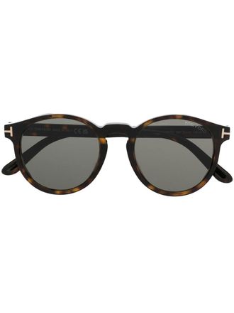Tom Ford Eyewear Occhiali da sole tondi con effetto tartarugato - Marrone