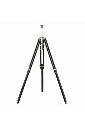 Netlighting Tripod Floor Lamp Bright Nickel Plate Dark Wood E27 in Grey
