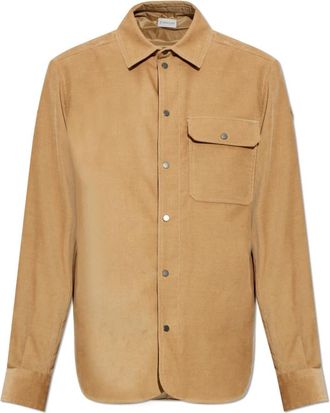 Moncler Corduroy Shirt - Heren - Casual Overhemden - Bruin - M - Katoen - Overhemden